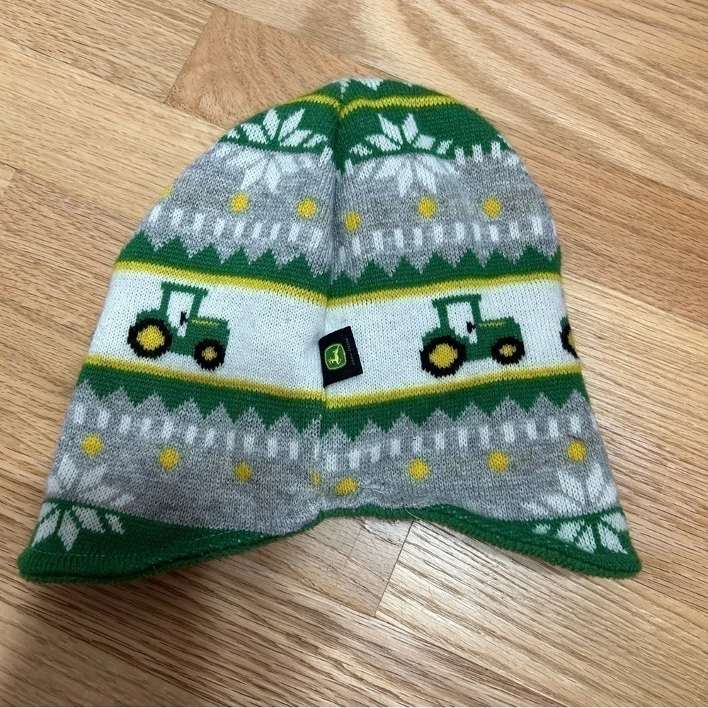 John Deere Knit Hat Winter Baby Tractor Farm Green Yellow